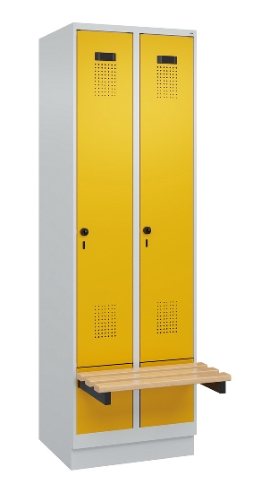 C+P Spind Evolo PLUS 049040-30 integrierte Bank 3 Abt.je 300mm Drehriegel (HxBxT) 1950x900x815mm 9016/6019