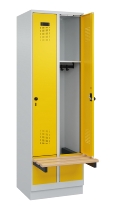 C+P Spind Evolo PLUS 049040-20 integrierte Bank 2 Abt.je 300mm Drehriegel (HxBxT) 1950x600x815mm 7035/1023