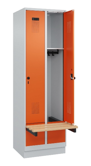 C+P Spind Evolo PLUS 049040-30 integrierte Bank 3 Abt.je 300mm Drehriegel (HxBxT) 1950x900x815mm 9016/6019