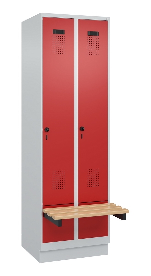 C+P Spind Evolo PLUS 049040-30 integrierte Bank 3 Abt.je 300mm Drehriegel (HxBxT) 1950x900x815mm 9016/6019
