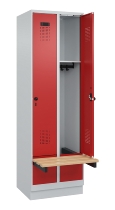 C+P Spind Evolo PLUS 049040-30 integrierte Bank 3 Abt.je 300mm Drehriegel (HxBxT) 1950x900x815mm 9016/6019