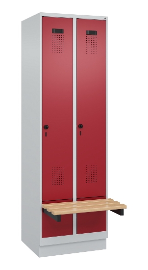 C+P Spind Evolo PLUS 049040-30 integrierte Bank 3 Abt.je 300mm Drehriegel (HxBxT) 1950x900x815mm 9016/6019