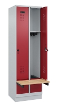 C+P Spind Evolo PLUS 049040-30 integrierte Bank 3 Abt.je 300mm Drehriegel (HxBxT) 1950x900x815mm 9016/6019