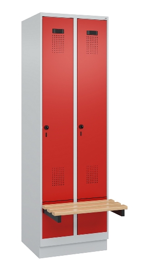 C+P Spind Evolo PLUS 049040-30 integrierte Bank 3 Abt.je 300mm Drehriegel (HxBxT) 1950x900x815mm 9016/6019