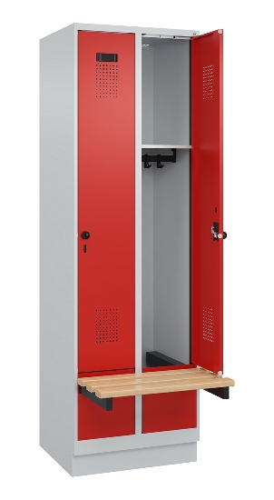 C+P Spind Evolo PLUS 049040-30 integrierte Bank 3 Abt.je 300mm Drehriegel (HxBxT) 1950x900x815mm 9016/6019