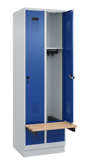 C+P Spind Evolo PLUS 049040-30 integrierte Bank 3 Abt.je 300mm Drehriegel (HxBxT) 1950x900x815mm 9016/6019
