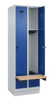 C+P Spind Evolo PLUS 049040-30 integrierte Bank 3 Abt.je 300mm Drehriegel (HxBxT) 1950x900x815mm 9016/6019
