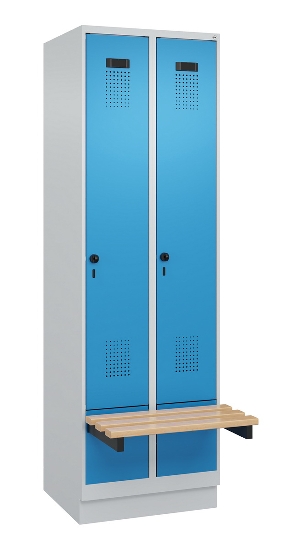 C+P Spind Evolo PLUS 049040-30 integrierte Bank 3 Abt.je 300mm Drehriegel (HxBxT) 1950x900x815mm 9016/6019