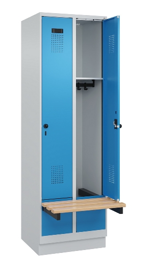 C+P Spind Evolo PLUS 049040-30 integrierte Bank 3 Abt.je 300mm Drehriegel (HxBxT) 1950x900x815mm 9016/6019