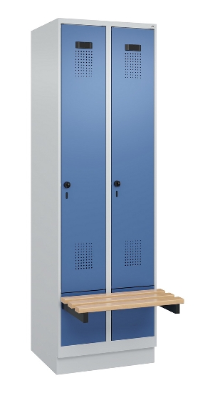 C+P Spind Evolo PLUS 049040-30 integrierte Bank 3 Abt.je 300mm Drehriegel (HxBxT) 1950x900x815mm 9016/6019