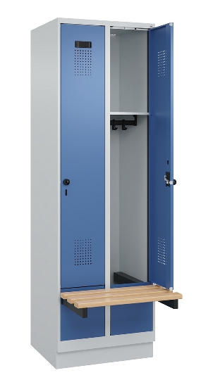 C+P Spind Evolo PLUS 049040-30 integrierte Bank 3 Abt.je 300mm Drehriegel (HxBxT) 1950x900x815mm 9016/6019