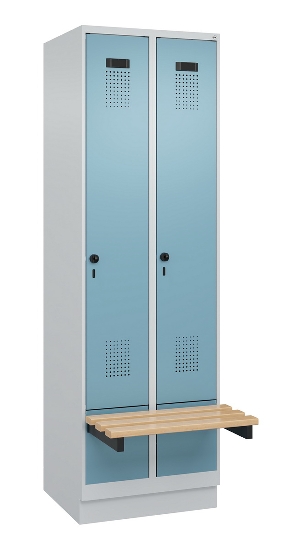 C+P Spind Evolo PLUS 049040-30 integrierte Bank 3 Abt.je 300mm Drehriegel (HxBxT) 1950x900x815mm 9016/6019
