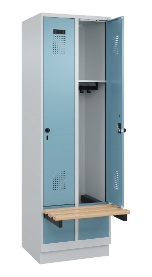C+P Spind Evolo PLUS 049040-30 integrierte Bank 3 Abt.je 300mm Drehriegel (HxBxT) 1950x900x815mm 9016/6019