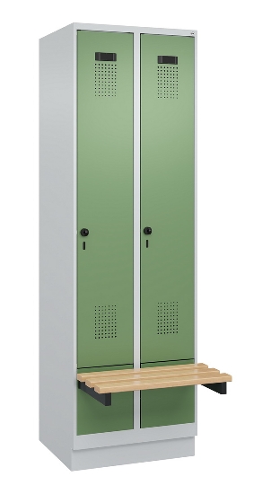 C+P Spind Evolo PLUS 049040-30 integrierte Bank 3 Abt.je 300mm Drehriegel (HxBxT) 1950x900x815mm 9016/6019