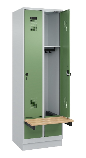C+P Spind Evolo PLUS 049040-30 integrierte Bank 3 Abt.je 300mm Drehriegel (HxBxT) 1950x900x815mm 9016/6019