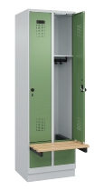 C+P Spind Evolo PLUS 049040-30 integrierte Bank 3 Abt.je 300mm Drehriegel (HxBxT) 1950x900x815mm 9016/6019