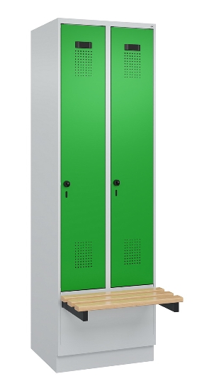 C+P Spind Evolo PLUS 049040-30 integrierte Bank 3 Abt.je 300mm Drehriegel (HxBxT) 1950x900x815mm 9016/6019