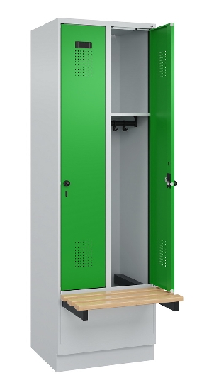 C+P Spind Evolo PLUS 049040-30 integrierte Bank 3 Abt.je 300mm Drehriegel (HxBxT) 1950x900x815mm 9016/6019