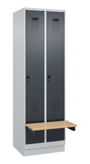 C+P Spind Evolo PLUS 049040-30 integrierte Bank 3 Abt.je 300mm Drehriegel (HxBxT) 1950x900x815mm 9016/6019