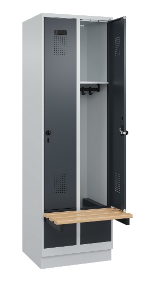 C+P Spind Evolo PLUS 049040-30 integrierte Bank 3 Abt.je 300mm Drehriegel (HxBxT) 1950x900x815mm 9016/6019