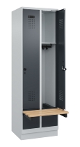 C+P Spind Evolo PLUS 049040-20 integrierte Bank 2 Abt.je 300mm Drehriegel (HxBxT) 1950x600x815mm 7035/7016