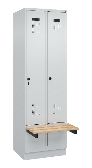 C+P Spind Evolo PLUS 049040-30 integrierte Bank 3 Abt.je 300mm Drehriegel (HxBxT) 1950x900x815mm 9016/6019