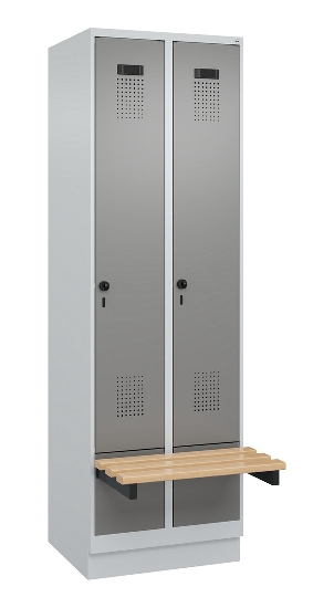 C+P Spind Evolo PLUS 049040-30 integrierte Bank 3 Abt.je 300mm Drehriegel (HxBxT) 1950x900x815mm 9016/6019