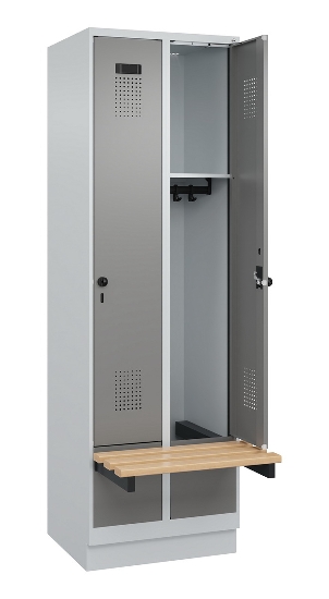 C+P Spind Evolo PLUS 049040-30 integrierte Bank 3 Abt.je 300mm Drehriegel (HxBxT) 1950x900x815mm 9016/6019