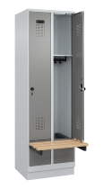 C+P Spind Evolo PLUS 049040-30 integrierte Bank 3 Abt.je 300mm Drehriegel (HxBxT) 1950x900x815mm 9016/6019
