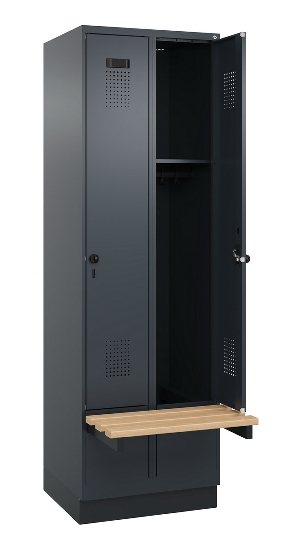 C+P Spind Evolo PLUS 049040-30 integrierte Bank 3 Abt.je 300mm Drehriegel (HxBxT) 1950x900x815mm 9016/6019