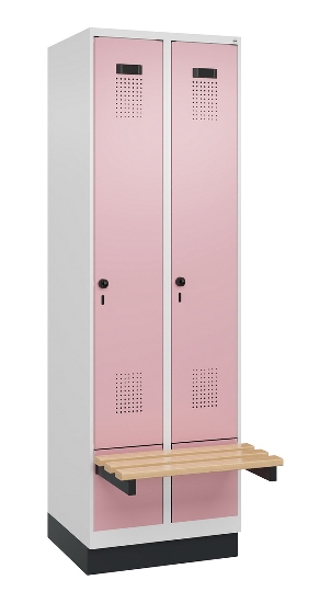 C+P Spind Evolo PLUS 049040-30 integrierte Bank 3 Abt.je 300mm Drehriegel (HxBxT) 1950x900x815mm 9016/6019