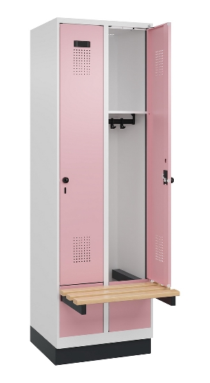 C+P Spind Evolo PLUS 049040-30 integrierte Bank 3 Abt.je 300mm Drehriegel (HxBxT) 1950x900x815mm 9016/6019