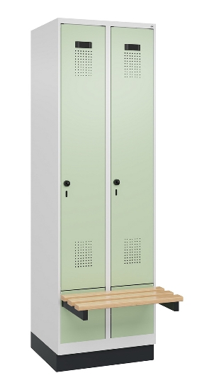 C+P Spind Evolo PLUS 049040-30 integrierte Bank 3 Abt.je 300mm Drehriegel (HxBxT) 1950x900x815mm 9016/6019
