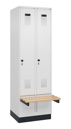 C+P Spind Evolo PLUS 049040-30 integrierte Bank 3 Abt.je 300mm Drehriegel (HxBxT) 1950x900x815mm 9016/6019
