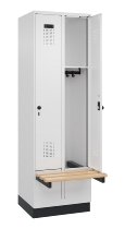 C+P Spind Evolo PLUS 049040-30 integrierte Bank 3 Abt.je 300mm Drehriegel (HxBxT) 1950x900x815mm 9016/6019