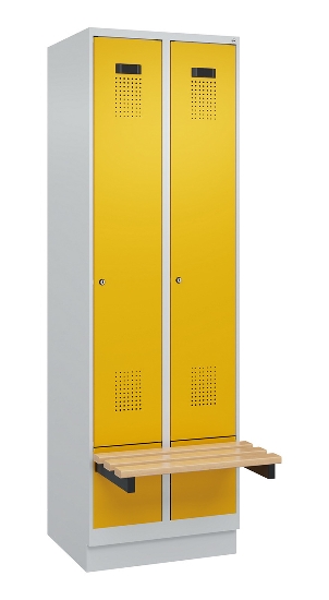 C+P Spind Evolo PLUS 049040-30 integrierte Bank 3 Abt.je 300mm Drehriegel (HxBxT) 1950x900x815mm 9016/6019