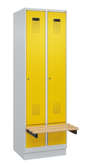 C+P Spind Evolo PLUS 049040-30 integrierte Bank 3 Abt.je 300mm Drehriegel (HxBxT) 1950x900x815mm 9016/6019