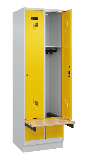 C+P Spind Evolo PLUS 049040-30 integrierte Bank 3 Abt.je 300mm Drehriegel (HxBxT) 1950x900x815mm 9016/6019
