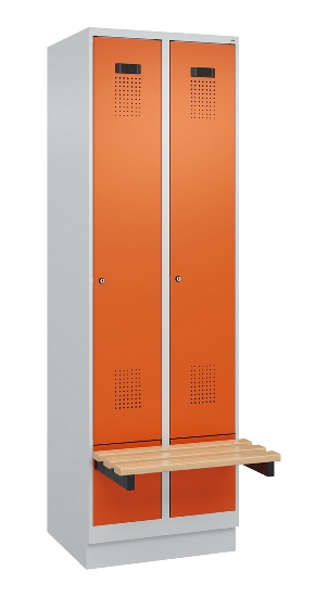 C+P Spind Evolo PLUS 049040-30 integrierte Bank 3 Abt.je 300mm Drehriegel (HxBxT) 1950x900x815mm 9016/6019