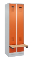 C+P Spind Evolo PLUS 049040-30 integrierte Bank 3 Abt.je 300mm Drehriegel (HxBxT) 1950x900x815mm 9016/6019