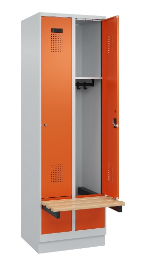 C+P Spind Evolo PLUS 049040-30 integrierte Bank 3 Abt.je 300mm Drehriegel (HxBxT) 1950x900x815mm 9016/6019
