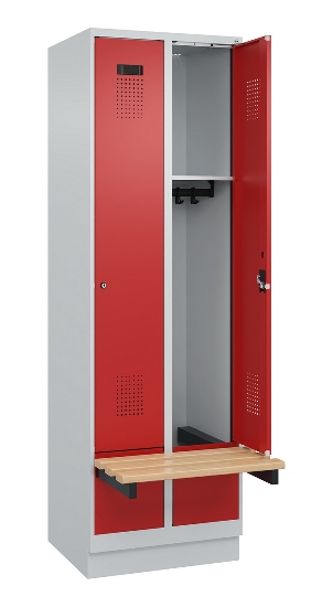 C+P Spind Evolo PLUS 049040-30 integrierte Bank 3 Abt.je 300mm Drehriegel (HxBxT) 1950x900x815mm 9016/6019