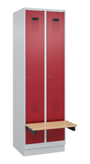 C+P Spind Evolo PLUS 049040-30 integrierte Bank 3 Abt.je 300mm Drehriegel (HxBxT) 1950x900x815mm 9016/6019