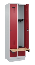 C+P Spind Evolo PLUS 049040-30 integrierte Bank 3 Abt.je 300mm Drehriegel (HxBxT) 1950x900x815mm 9016/6019