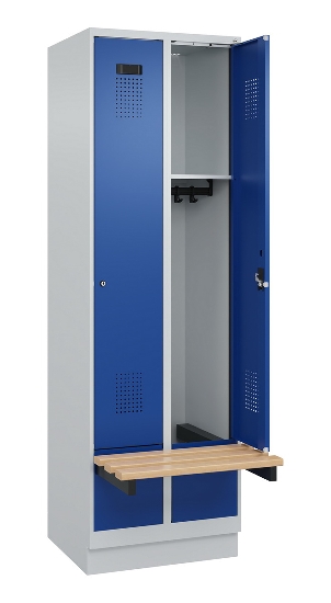 C+P Spind Evolo PLUS 049040-30 integrierte Bank 3 Abt.je 300mm Drehriegel (HxBxT) 1950x900x815mm 9016/6019
