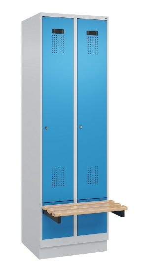 C+P Spind Evolo PLUS 049040-30 integrierte Bank 3 Abt.je 300mm Drehriegel (HxBxT) 1950x900x815mm 9016/6019