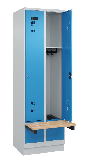 C+P Spind Evolo PLUS 049040-30 integrierte Bank 3 Abt.je 300mm Drehriegel (HxBxT) 1950x900x815mm 9016/6019