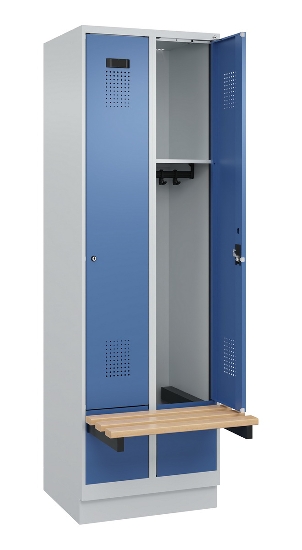 C+P Spind Evolo PLUS 049040-30 integrierte Bank 3 Abt.je 300mm Drehriegel (HxBxT) 1950x900x815mm 9016/6019
