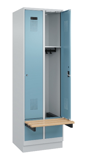 C+P Spind Evolo PLUS 049040-30 integrierte Bank 3 Abt.je 300mm Drehriegel (HxBxT) 1950x900x815mm 9016/6019