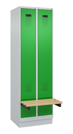 C+P Spind Evolo PLUS 049040-30 integrierte Bank 3 Abt.je 300mm Drehriegel (HxBxT) 1950x900x815mm 9016/6019